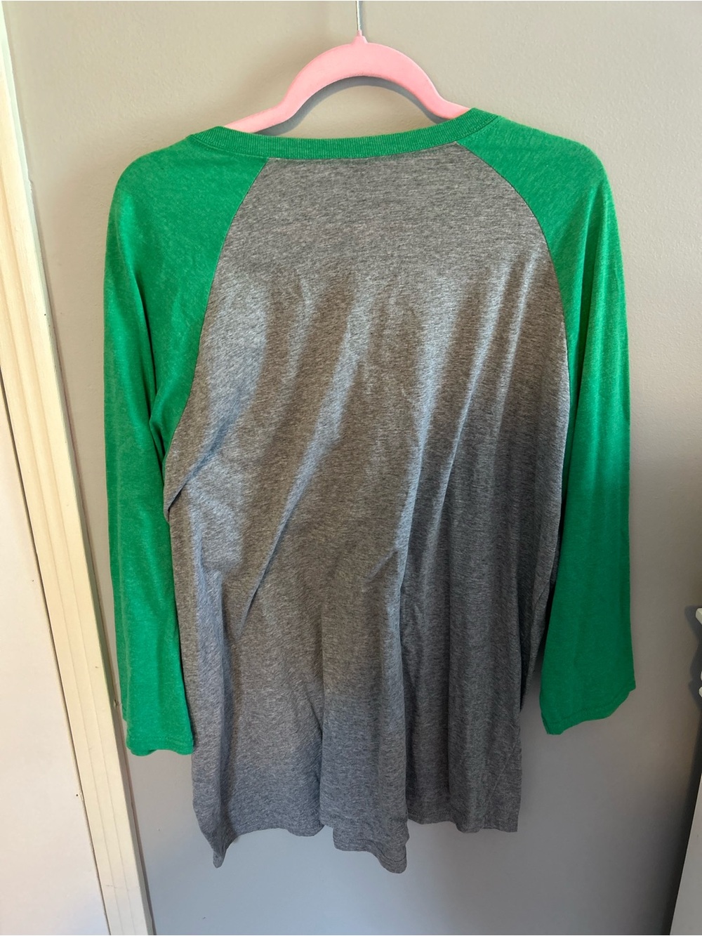 Green & Gray Raglan Christmas Tee - Merry Christmas Glitter - Picture 2 of 3